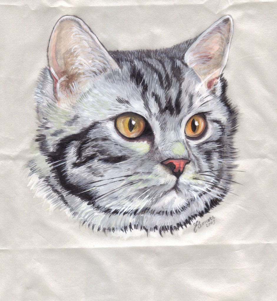 British shortair - acrilico su stoffa cm 30x30