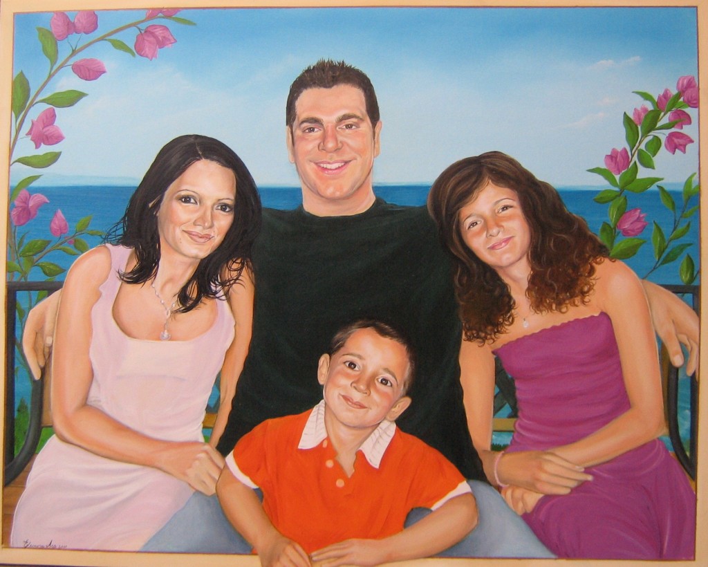 Famiglia di Anguillara- olio su tela cm 100x120