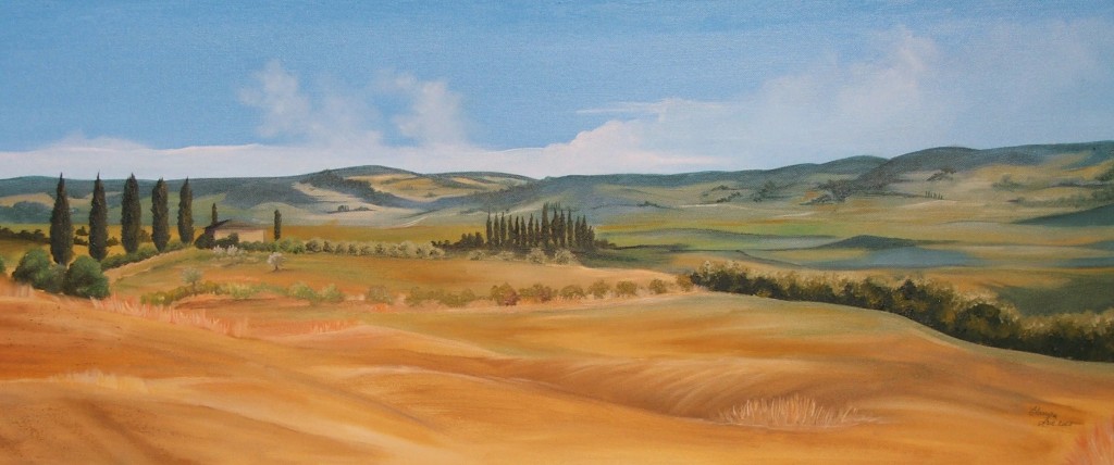 Paesaggio Toscano - Olio su tela cm 40x100