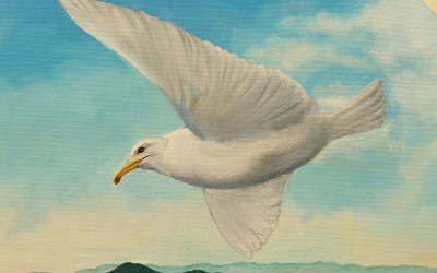 Nell'azzurrita - particolare gabbiano